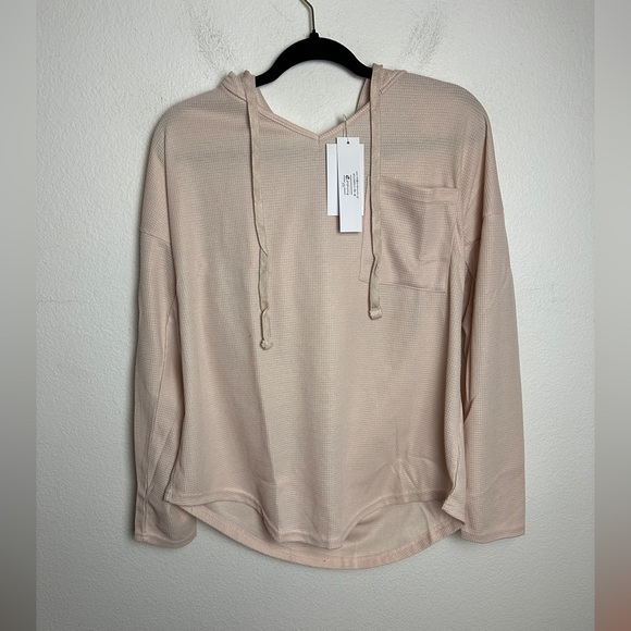 Morhuduck V Neck Hoodie Long Sleeve Sweatshirt Drawstring Apricot Women XL NWT - Picture 2 of 11